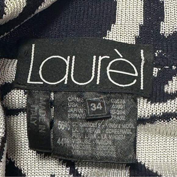 Laurel by Escada Womens Cardigan Size 34  Blue Silver Italy Virgin Wool Blend - Picture 7 of 8